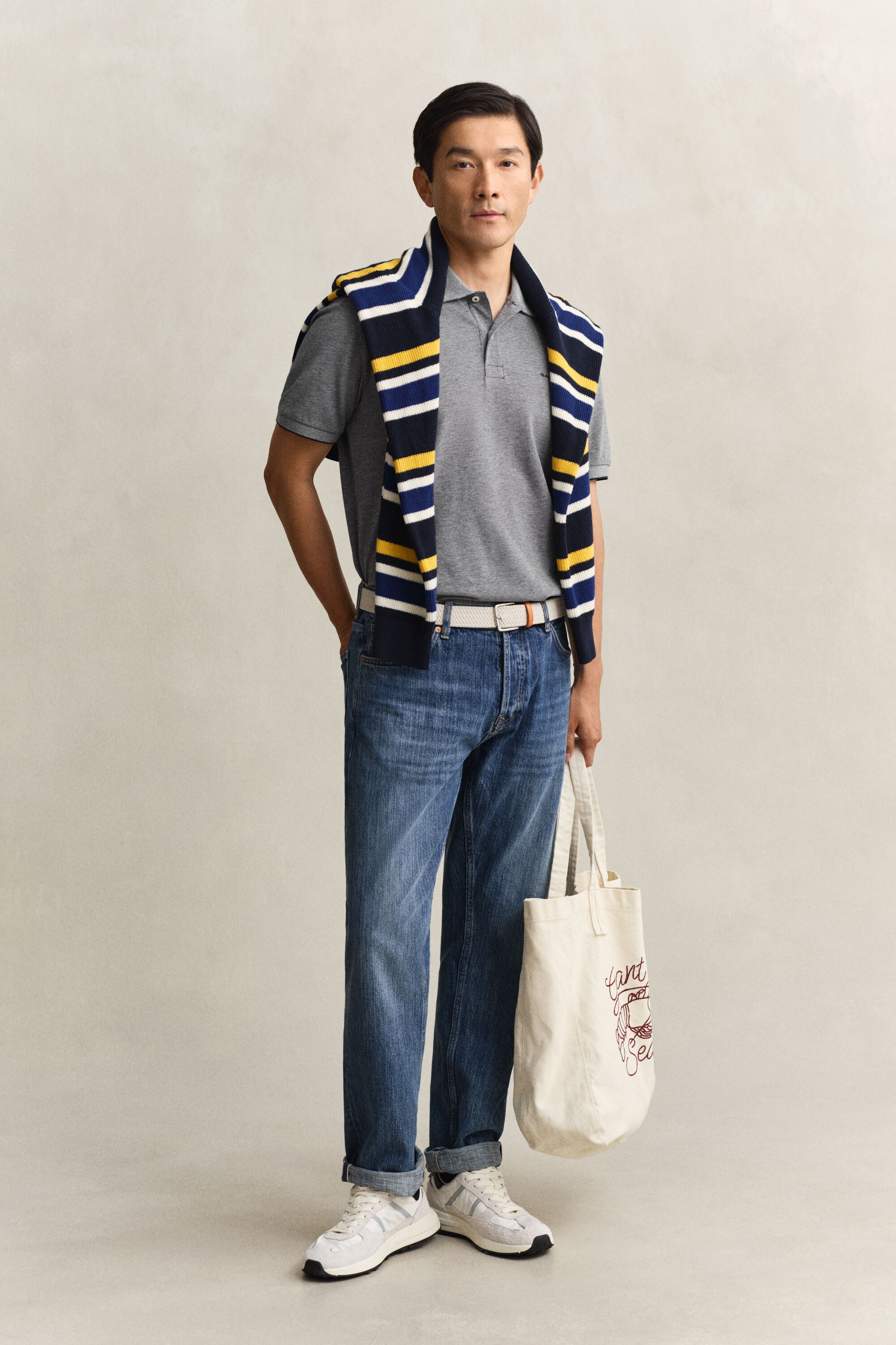 Tofarvet poloskjorte