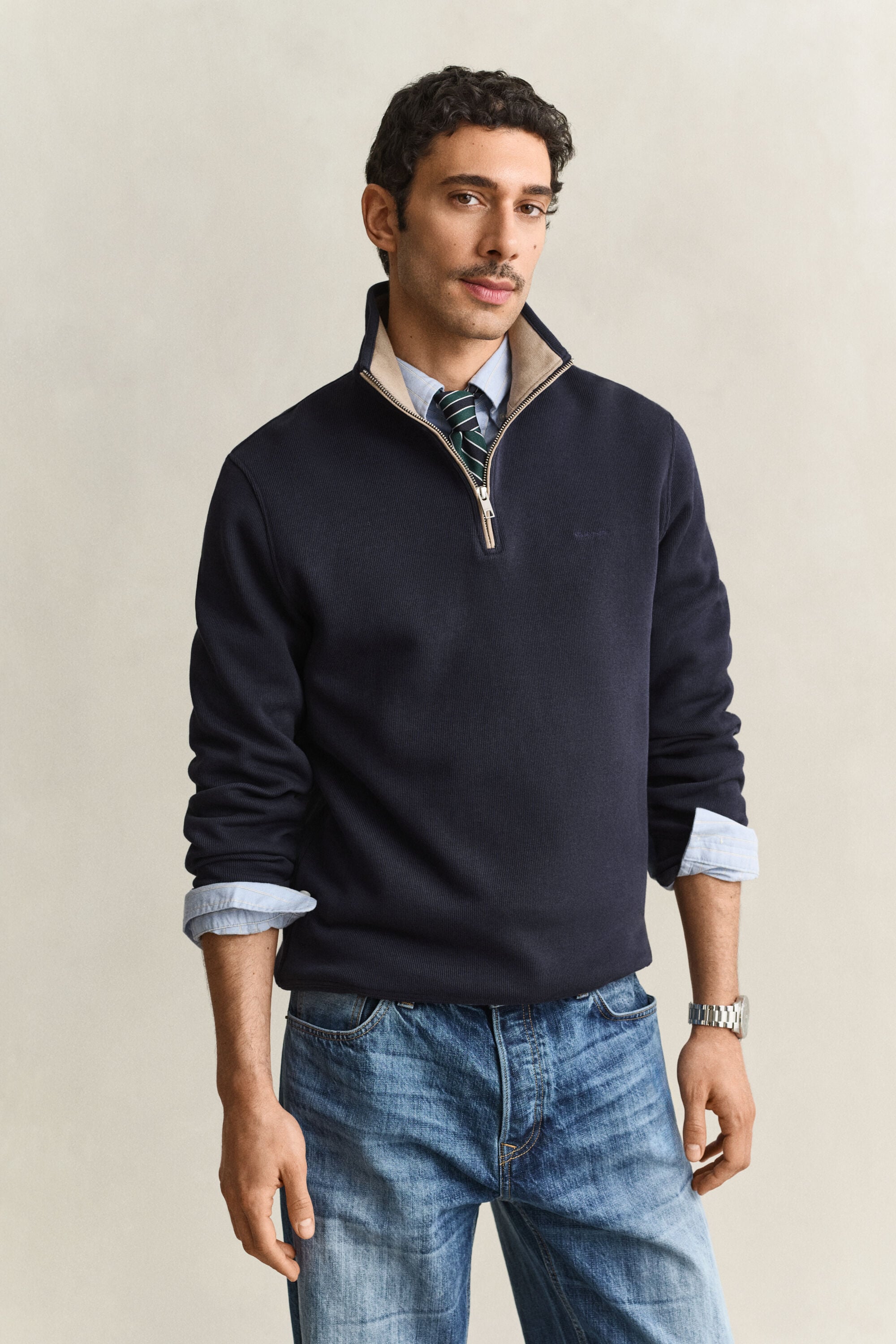 Sacker Rib sweatshirt med halv lynlås