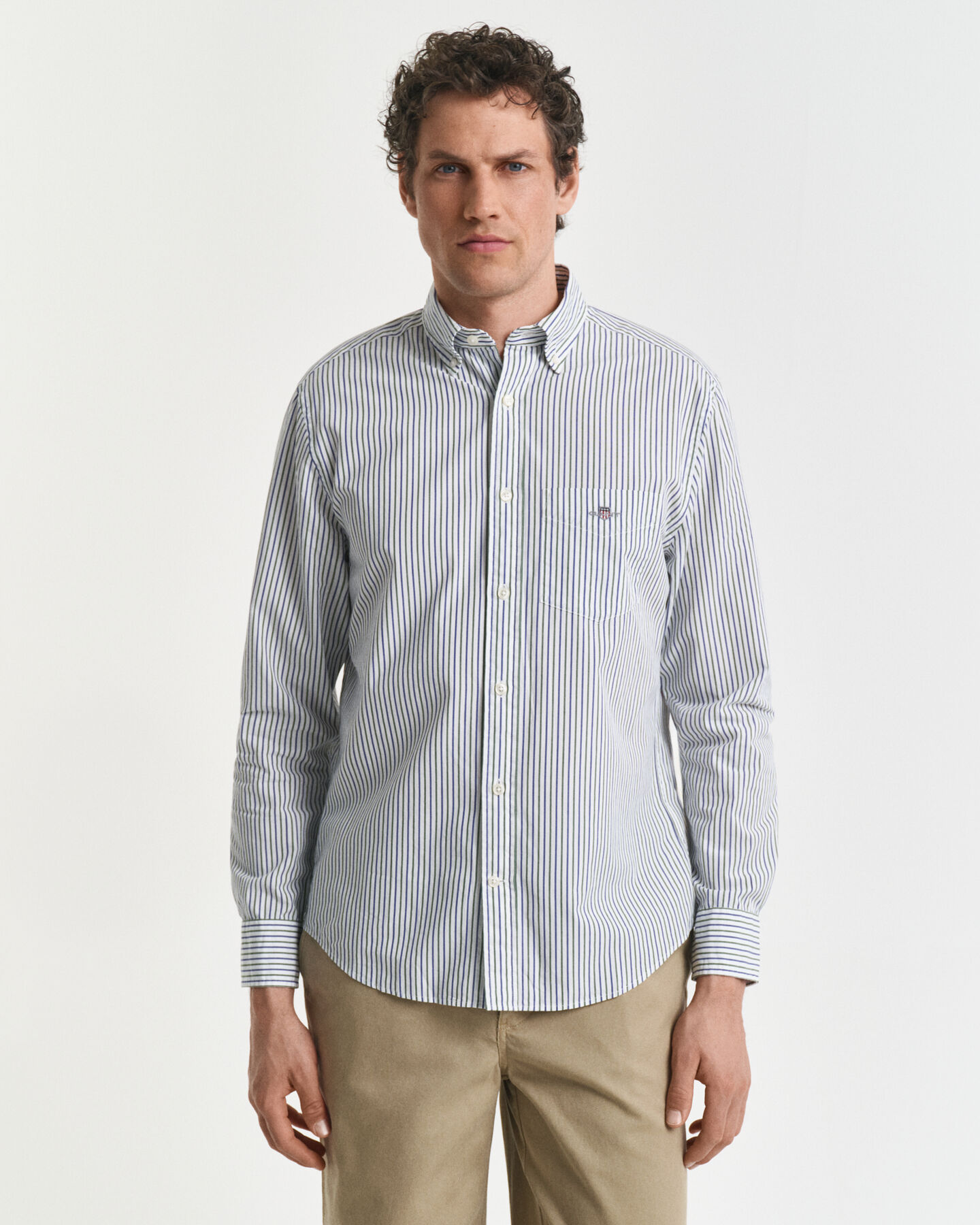 Regular fit stribet klassisk poplin-skjorte