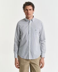 Regular fit stribet klassisk poplin-skjorte