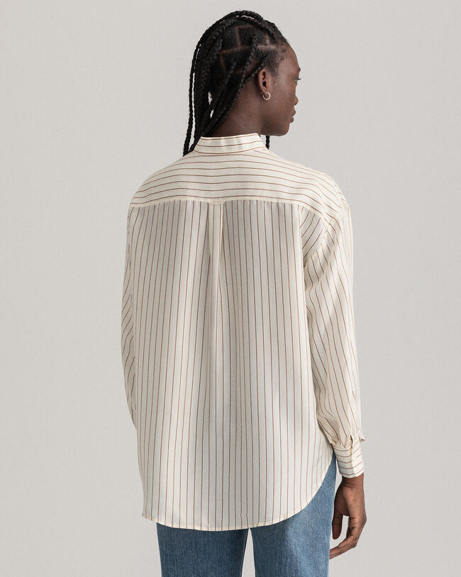 Pinstripe silkeskjorte med sløjfe