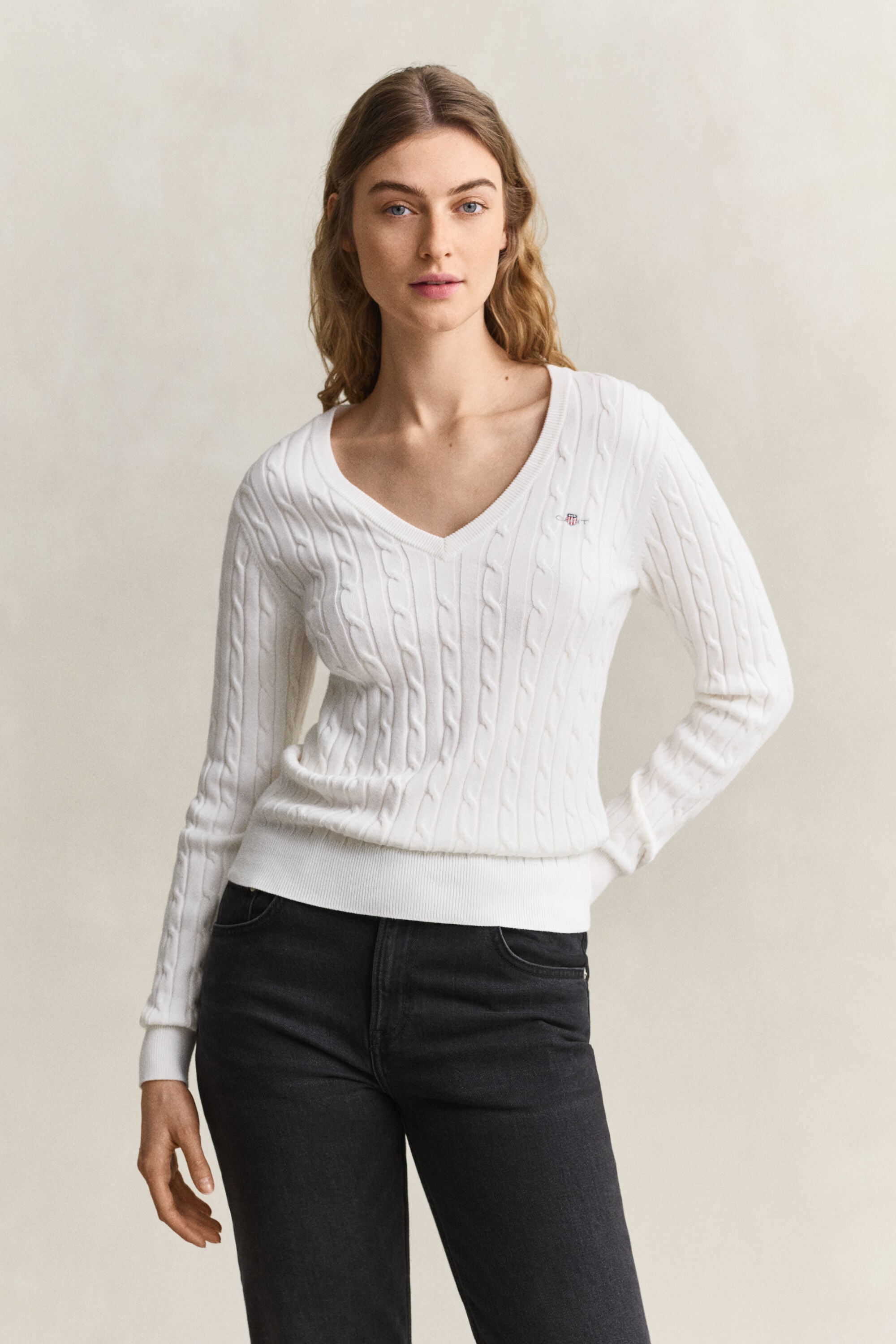 Classic sweater med kabelstrik