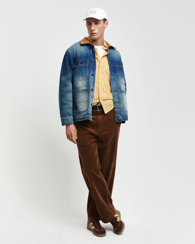 Regular fit poplin skjorte med striber