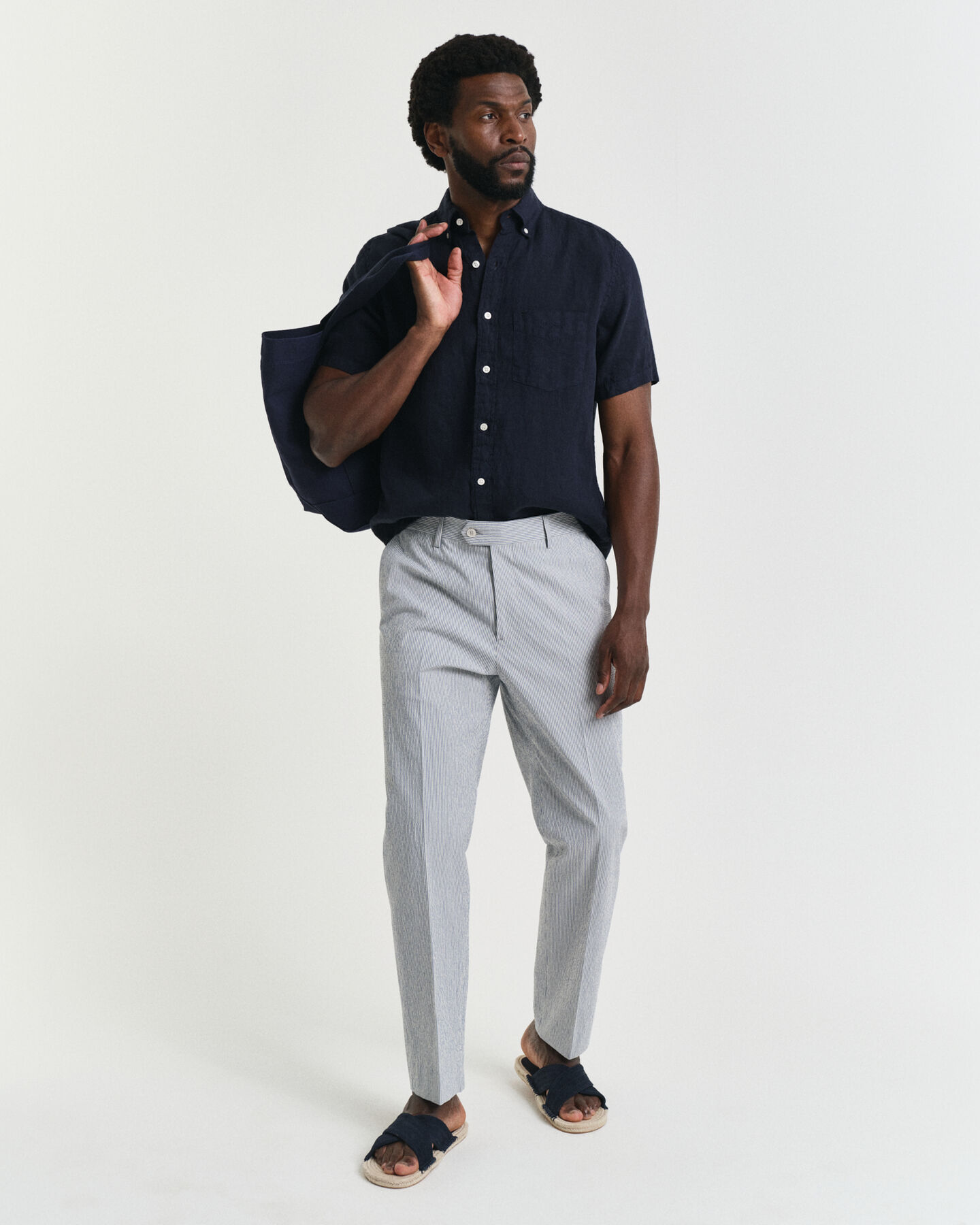 Slim fit tilspidsede seersucker jakkes&aelig;t-bukser