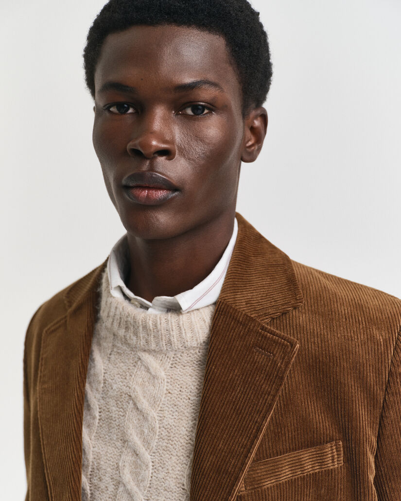 Regular fit blazer i jernbanefløjl