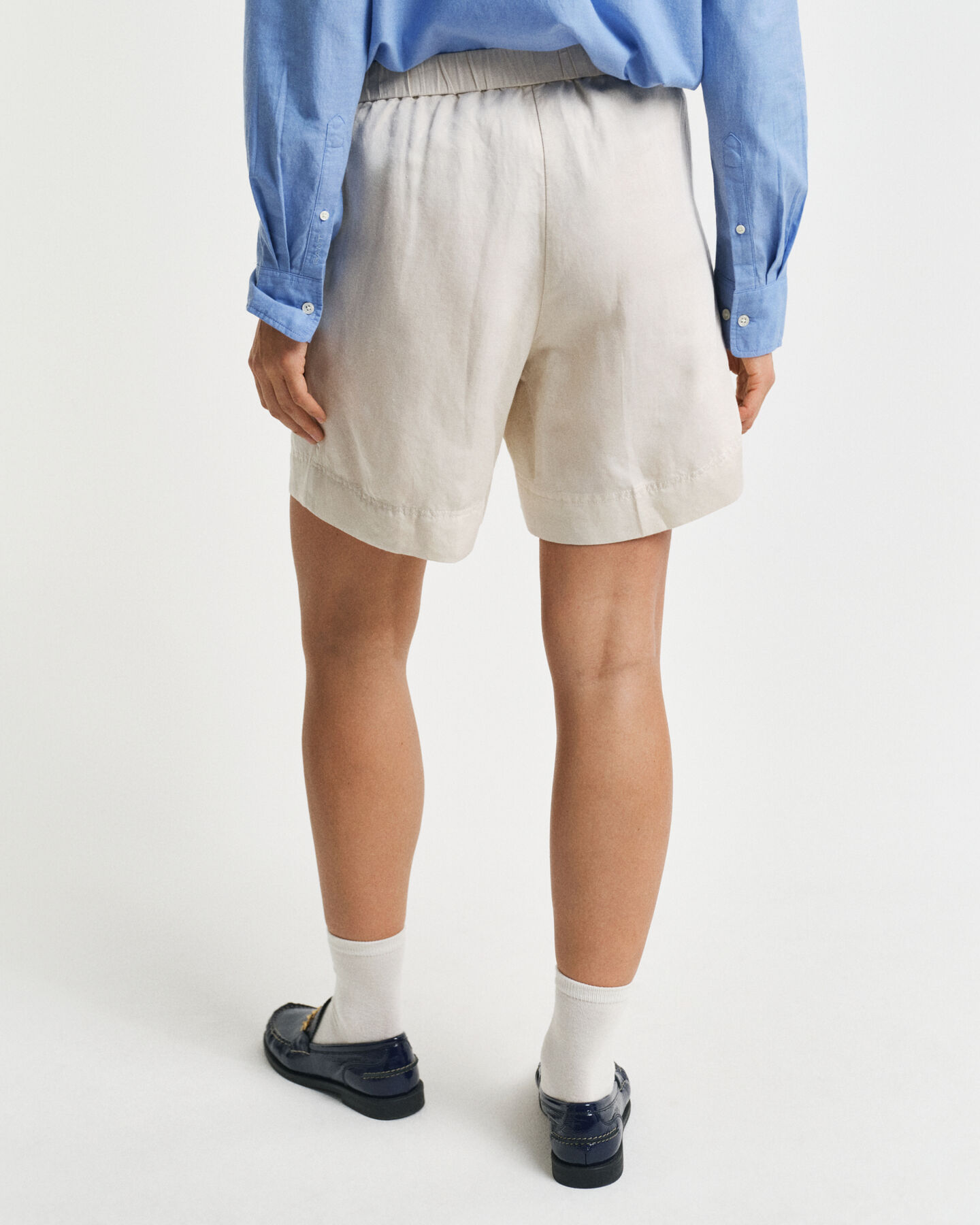 Relaxed fit pull-on shorts i hørblanding