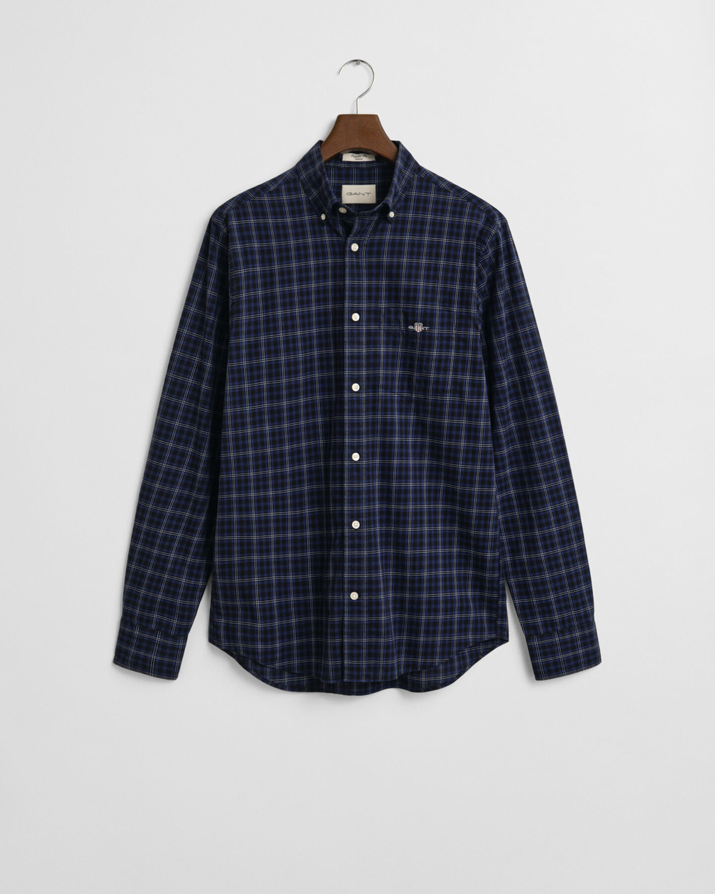 Regular fit klassisk ternet poplin-skjorte