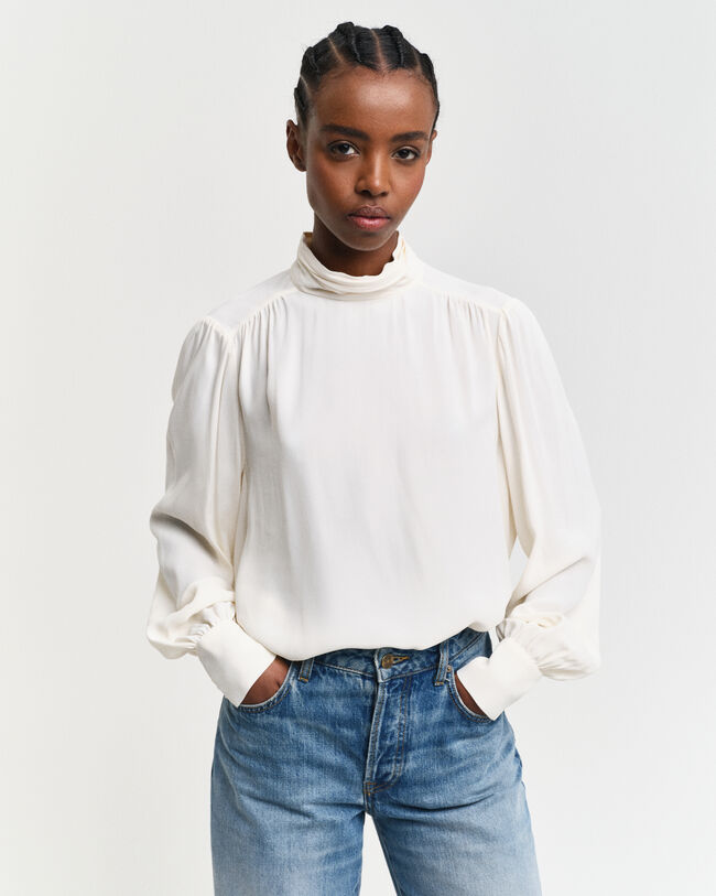 Bluse med mock-neck