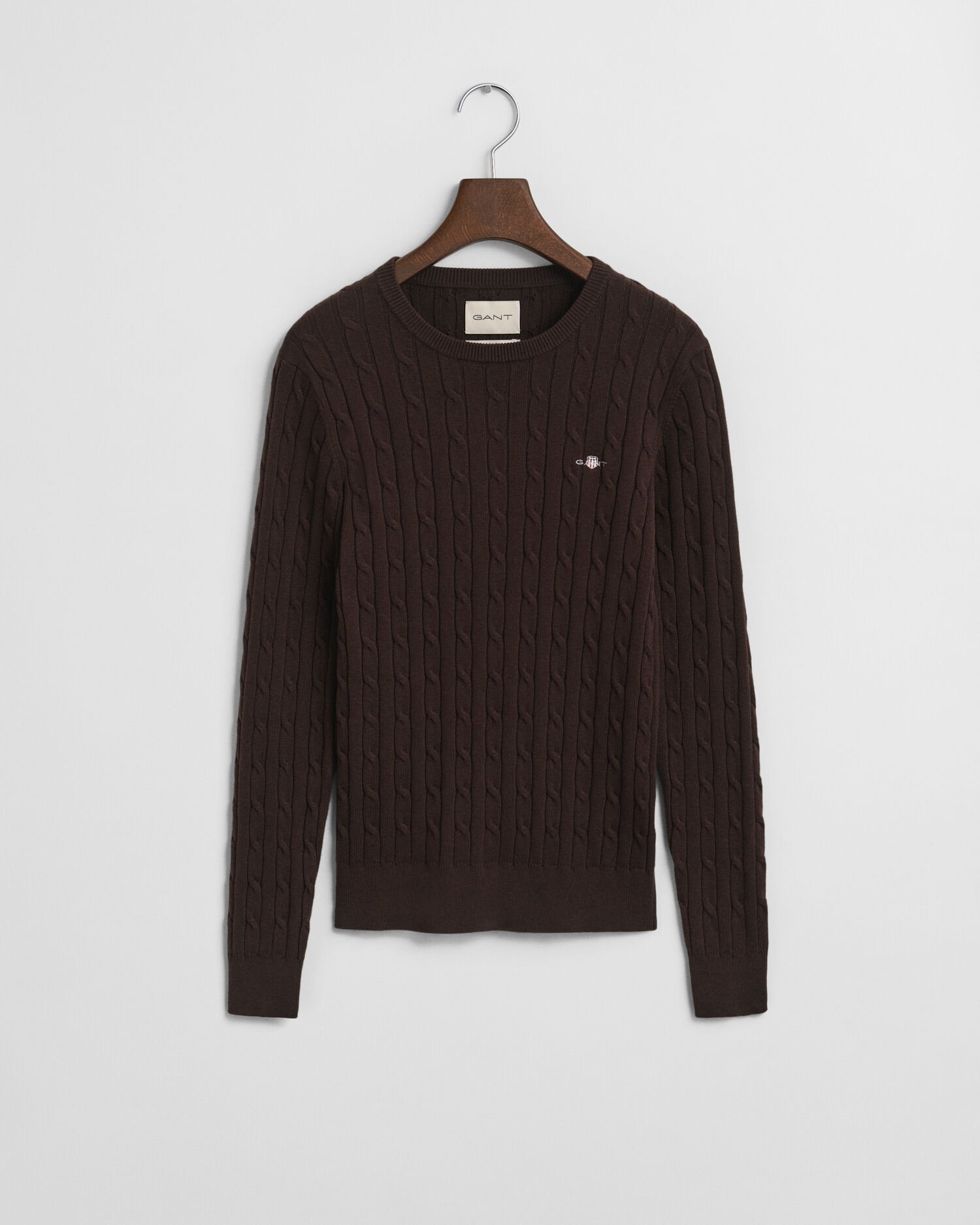 Crewneck sweater med kabelstrik