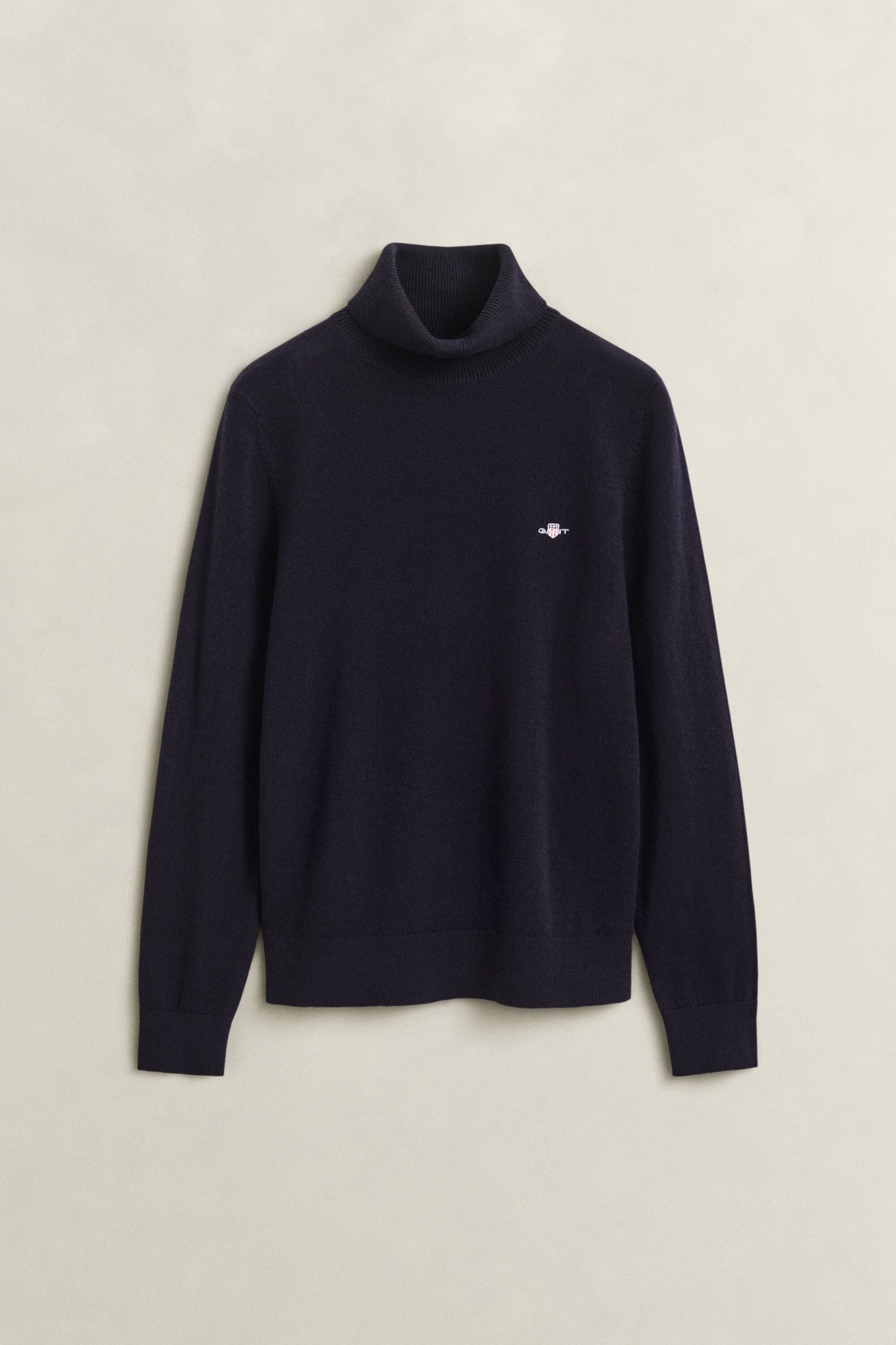 Sweater i uld og bomuld med rullekrave
