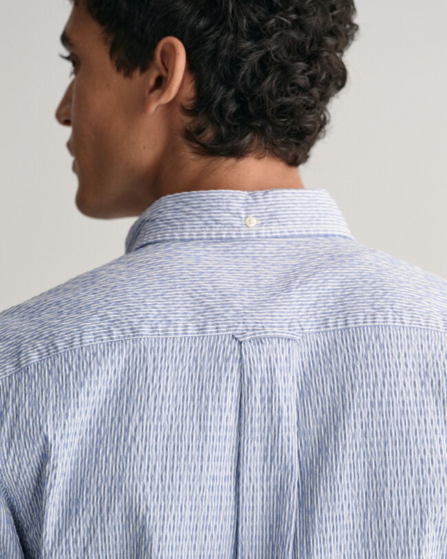 Regular Fit Striped Seersucker Short Sleeve Shirt