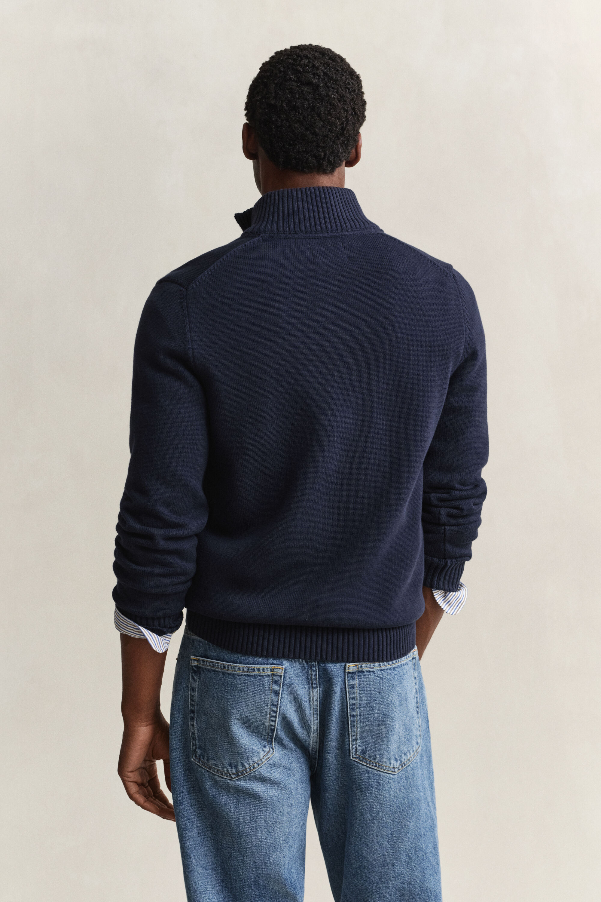 Afslappet sweater i bomuld med halv lynlås