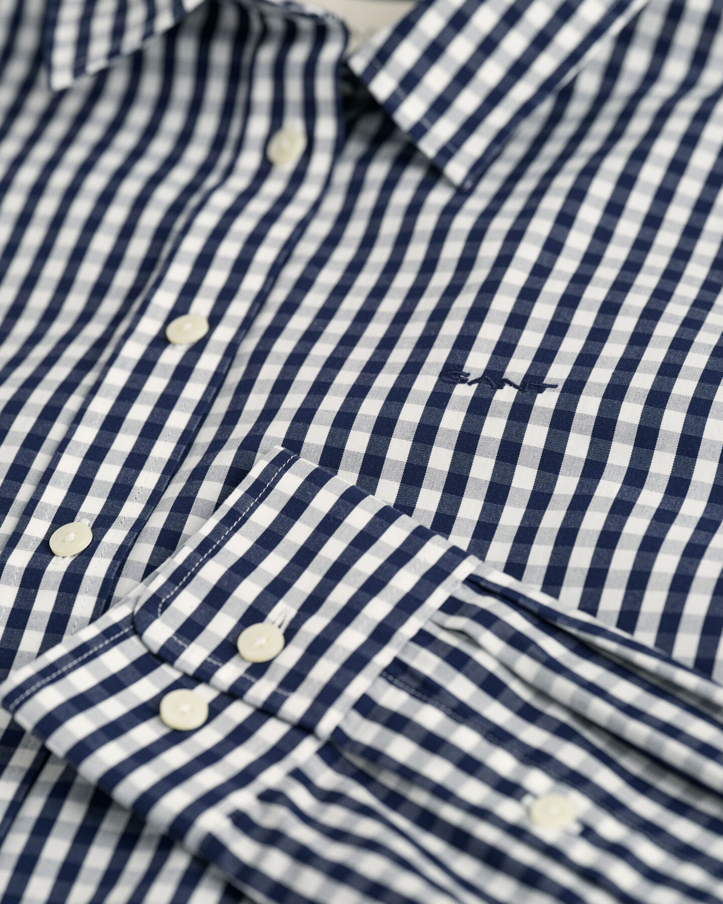 Regular fit gingham poplin skjorte