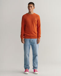 Crewneck sweater af bomuldspiqu&eacute;