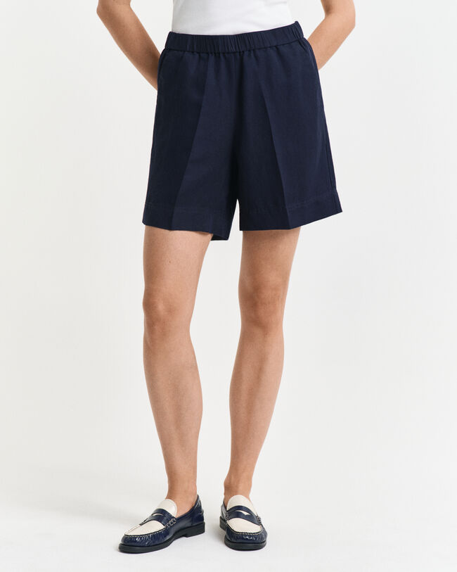 Relaxed fit pull-on shorts i hørblanding