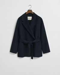 Håndsyet jakke med bælte