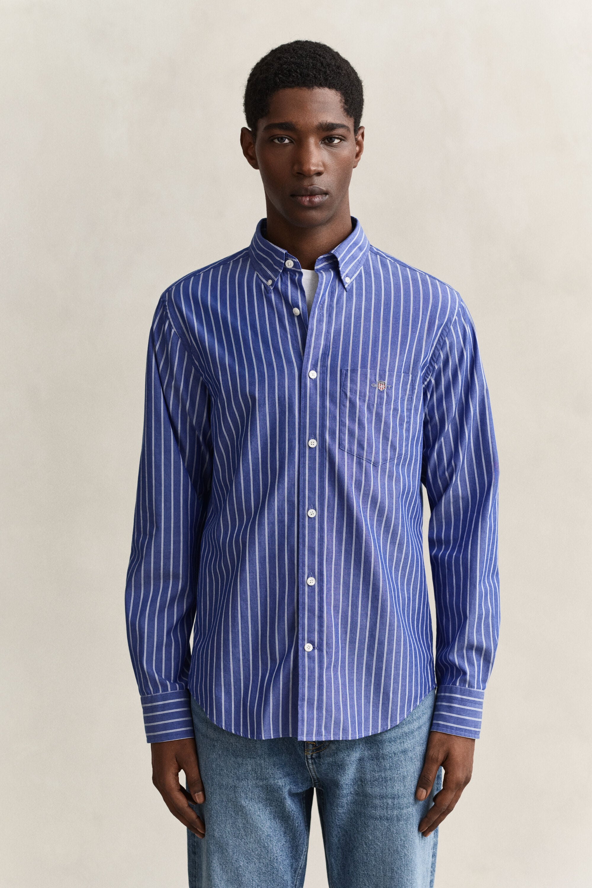 Stribet klassisk poplin-skjorte