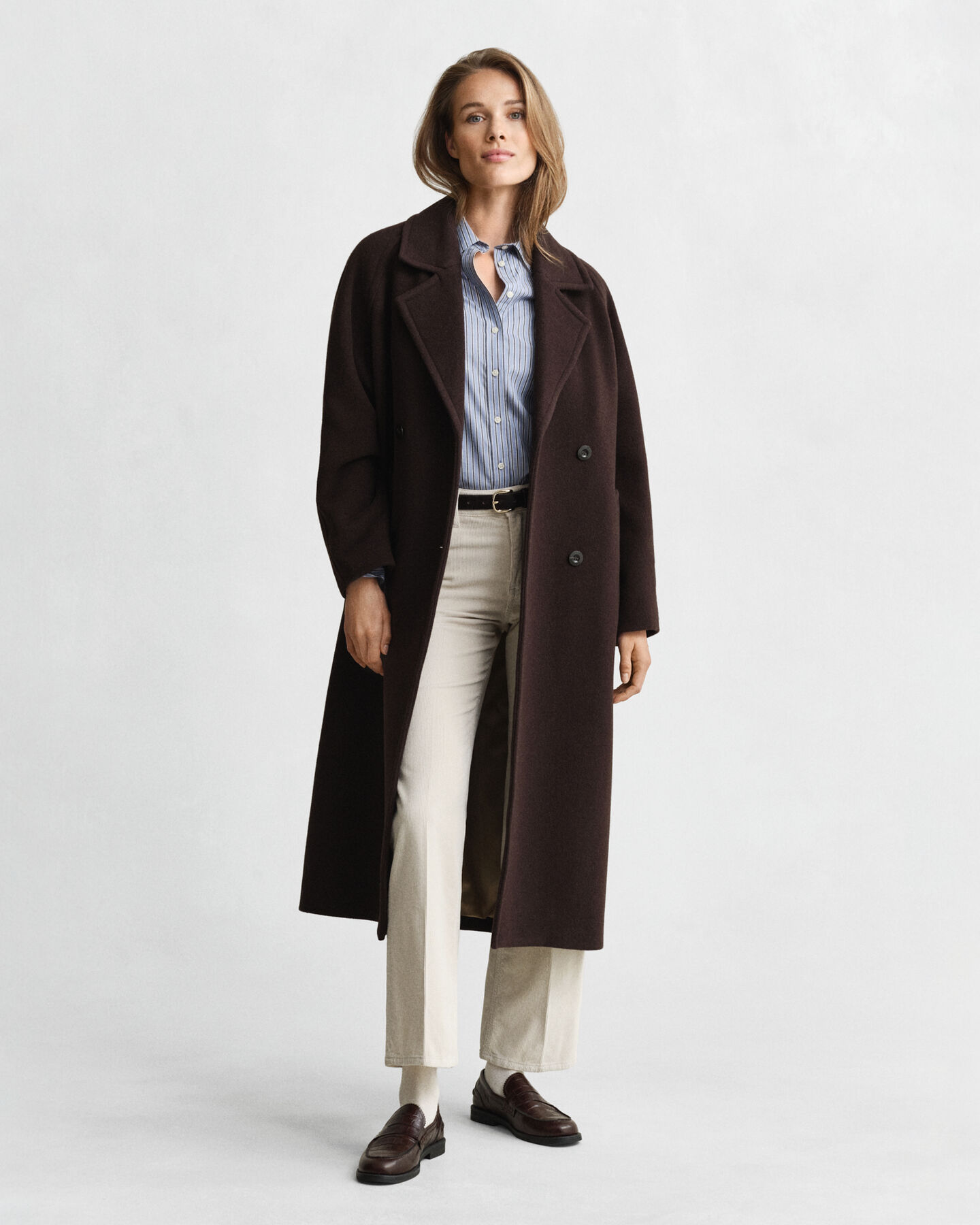 Regular fit poplin skjorte med striber