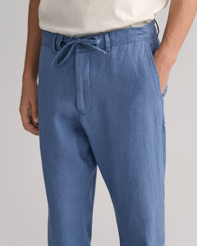 Relaxed fit hørbukser med løbesnor