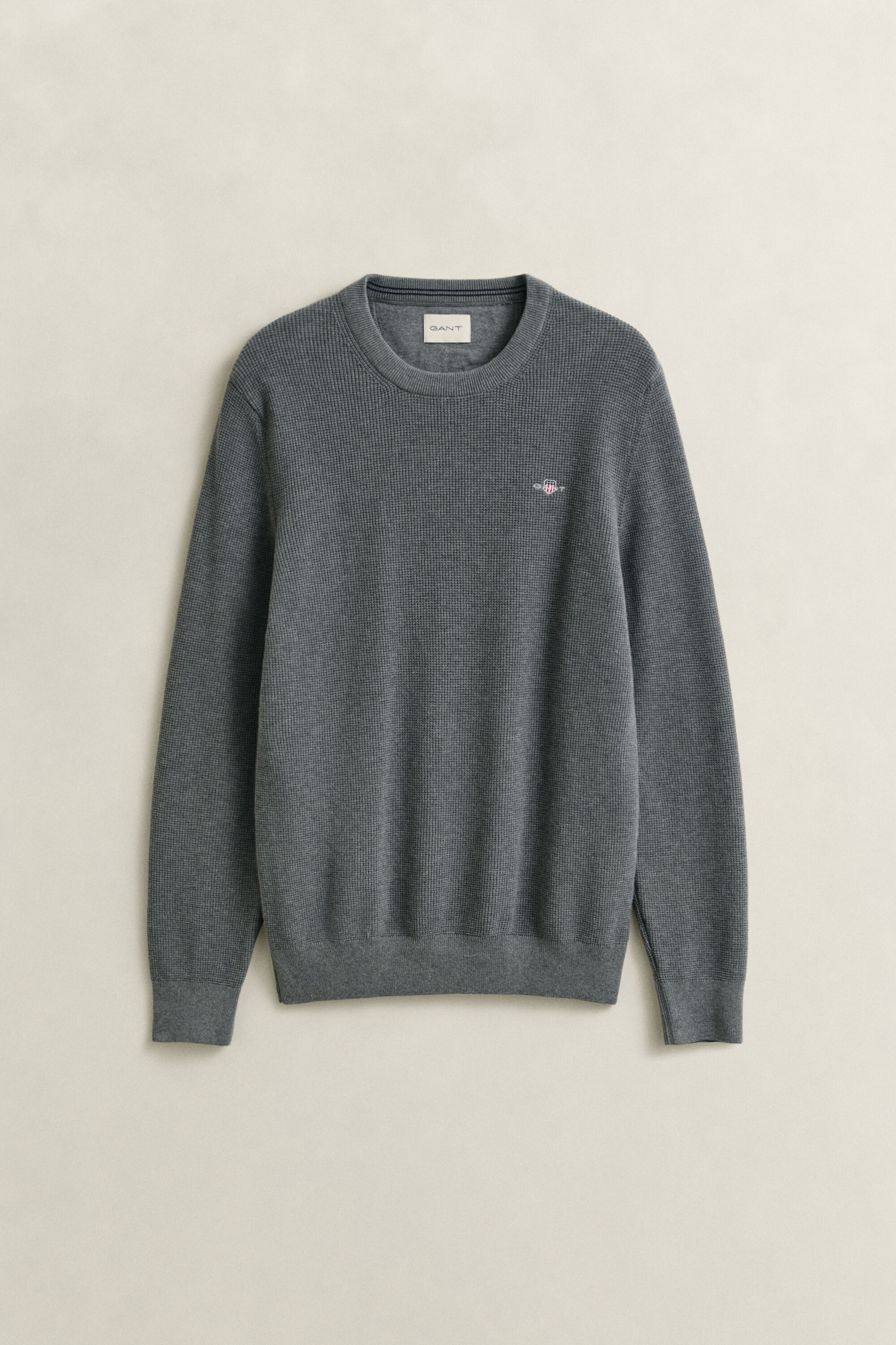 Tekstureret crewneck sweater af bomuld
