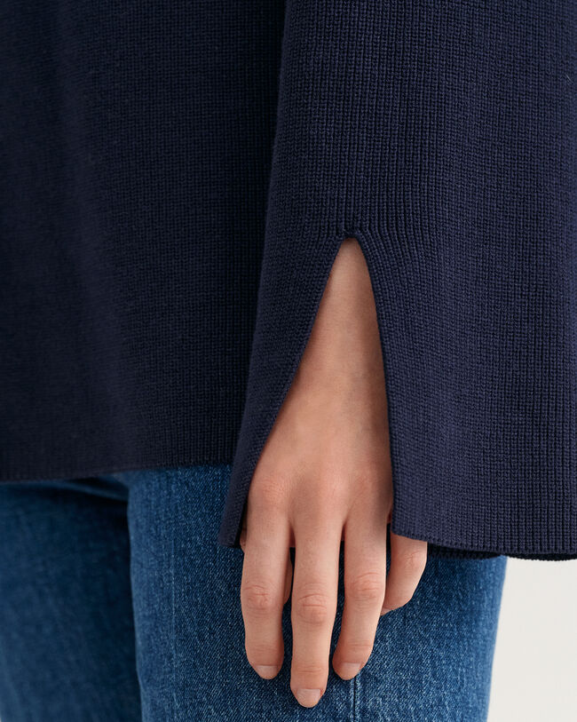 Ribstrikket sweater med mock-neck