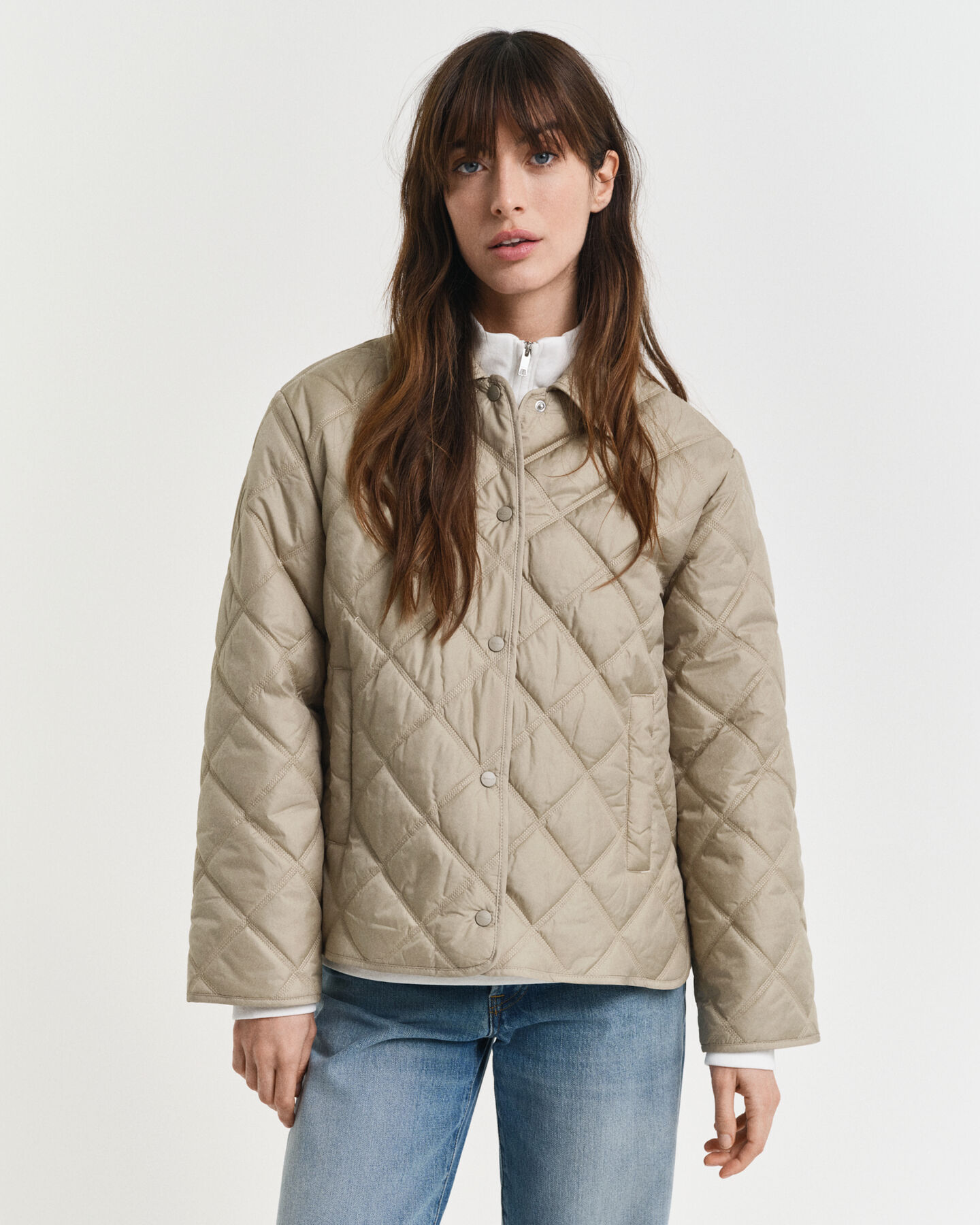 Quiltet jakke med krave