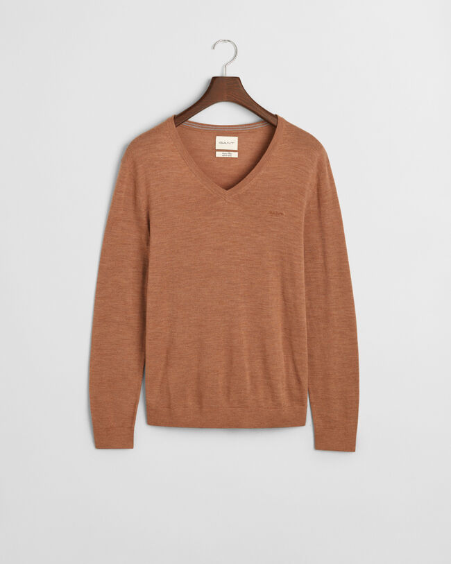 Sweater med V-hals sweater af ekstra fin merinould