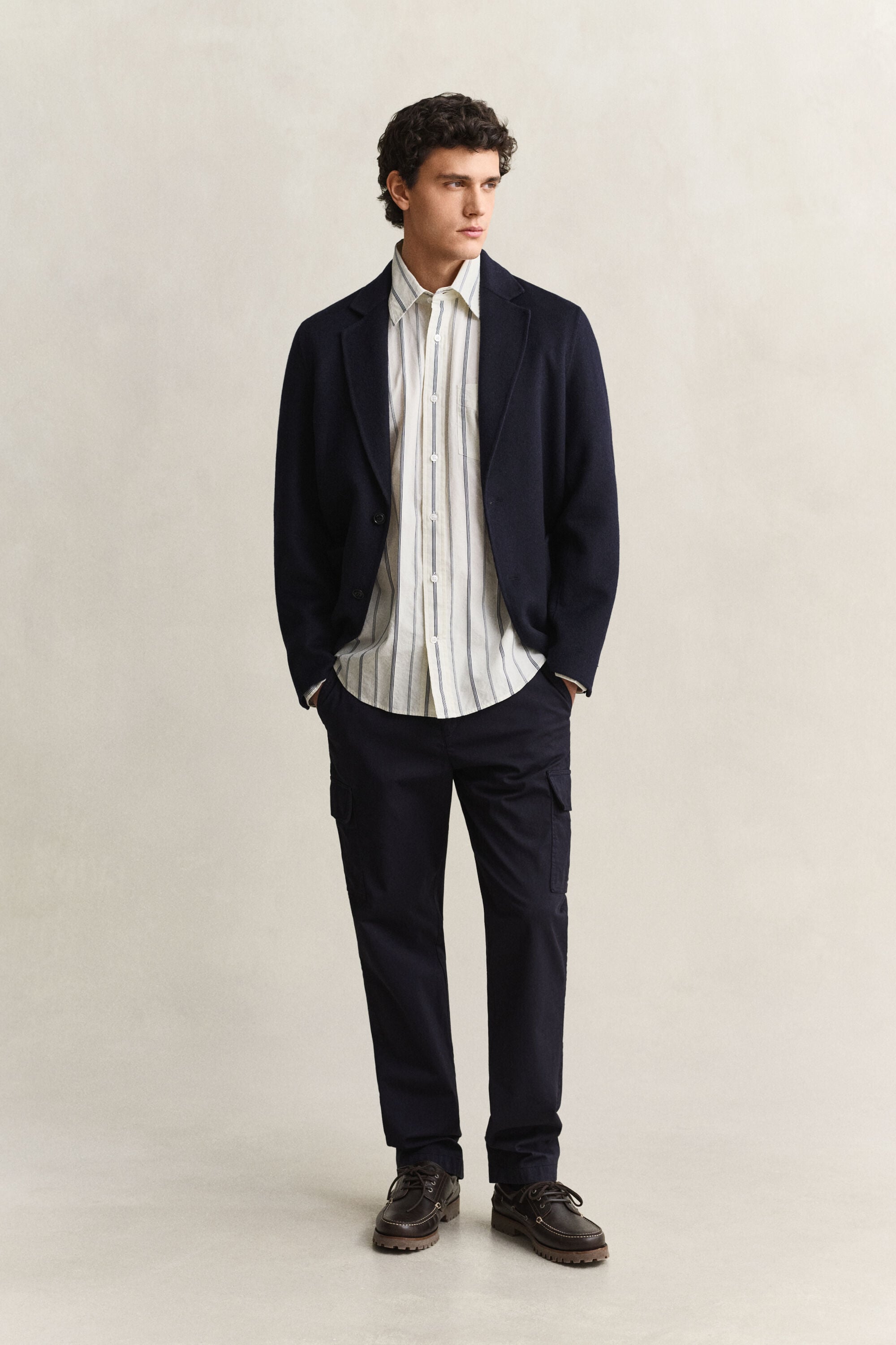 Relaxed fit dobby-stribet skjorte
