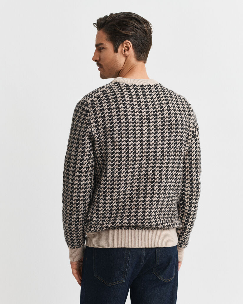 Tofarvet tekstureret crewneck sweater