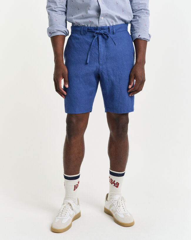 Relaxed fit shorts af hør med løbesnor