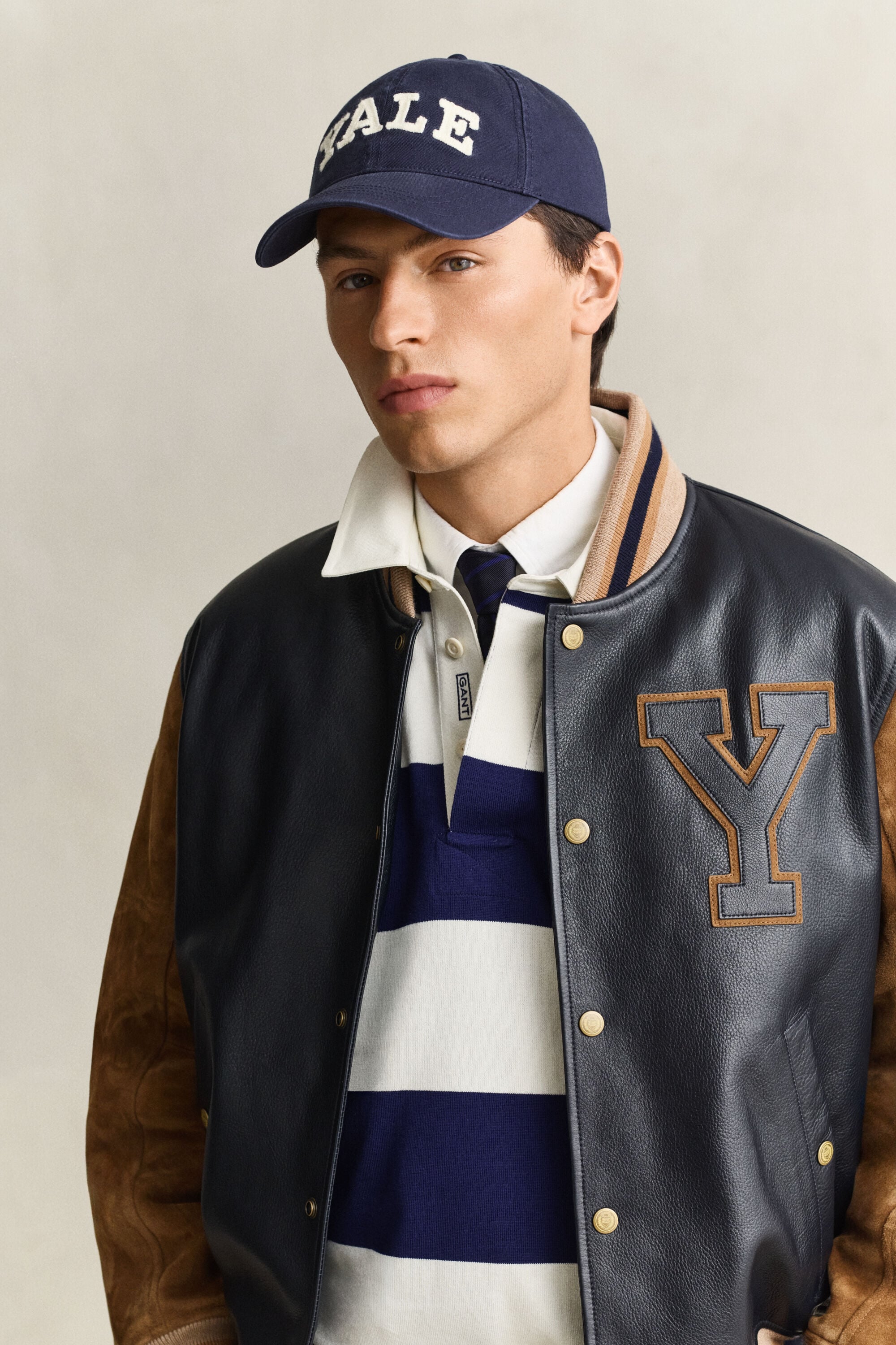 Gant x Yale cap i vasket bomuldstwill