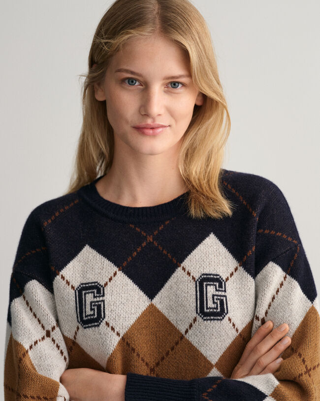 Argyle sweater med crewneck