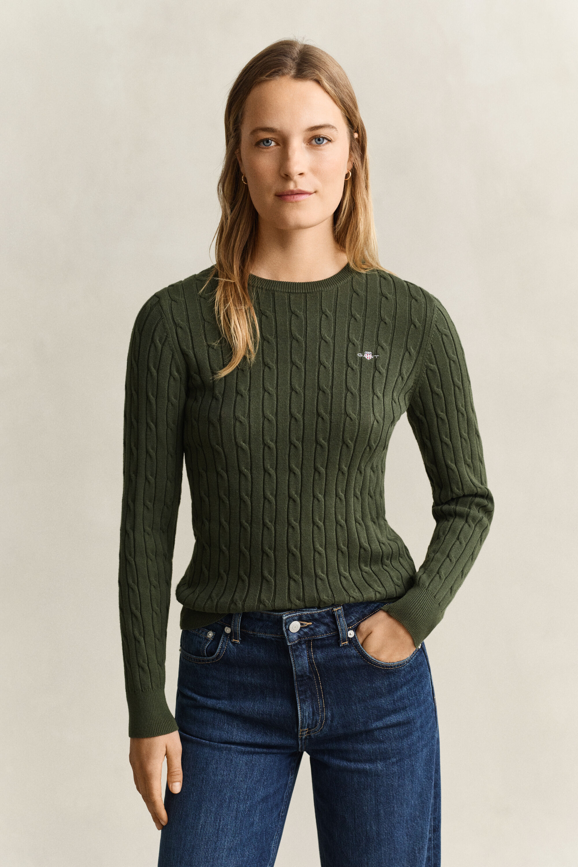 Classic sweater med kabelstrik