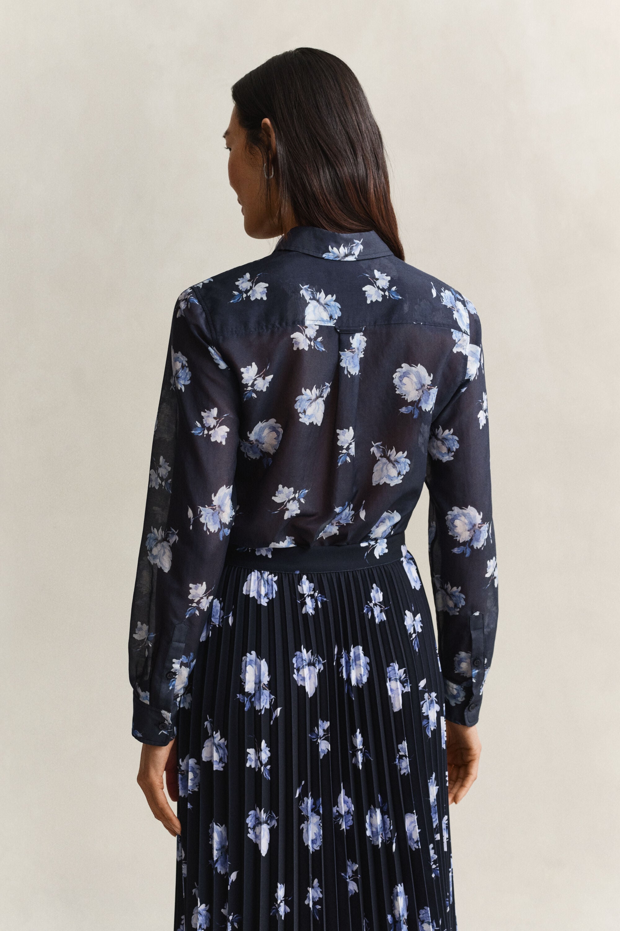 Skjorte i bomuldssilke med blomsterprint