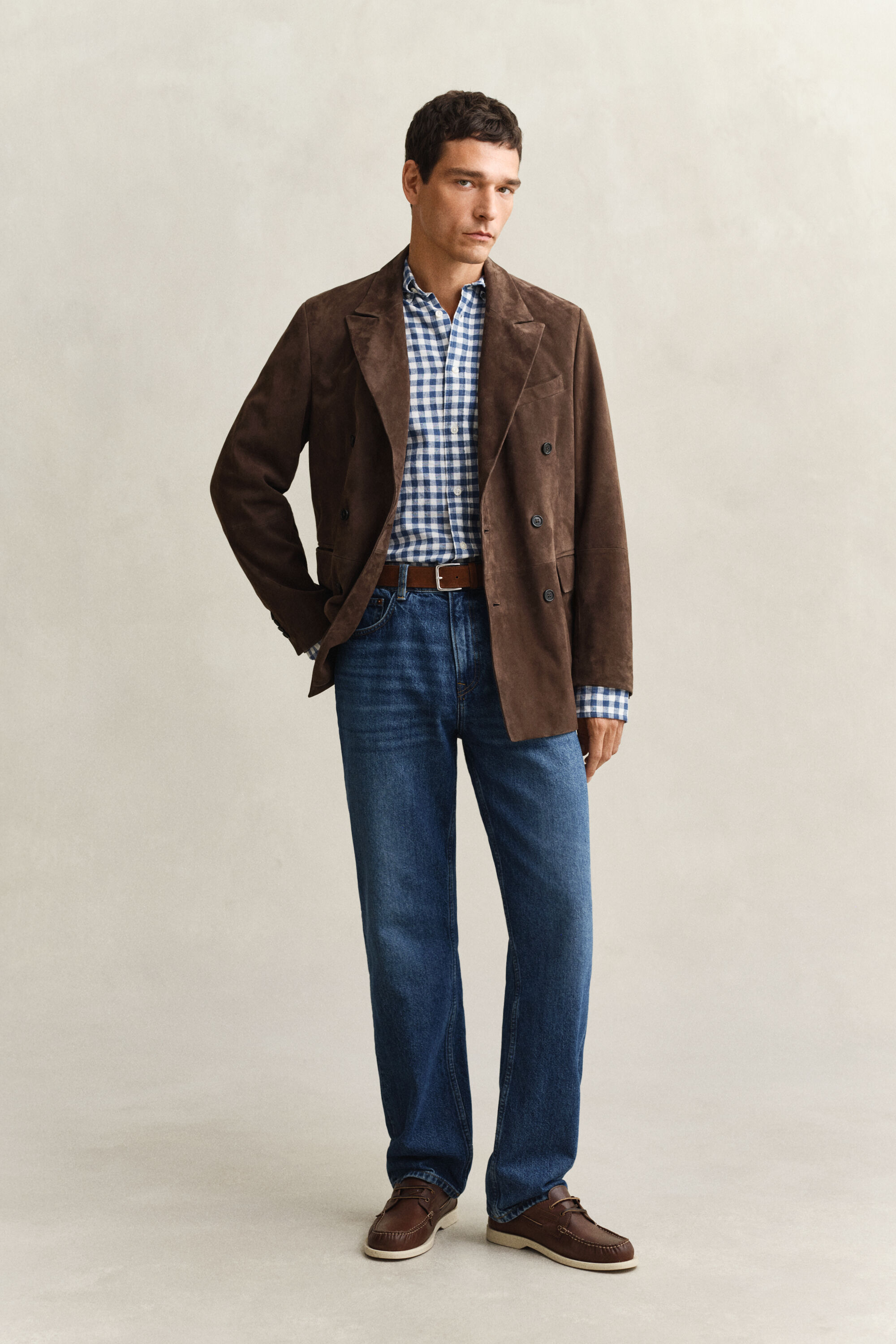 Gingham skjorte af hørblanding