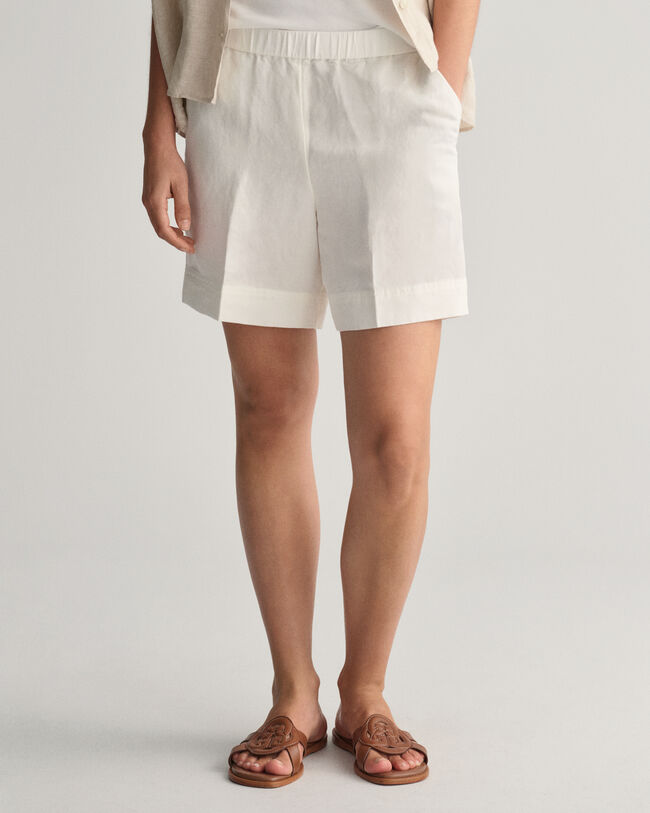 Relaxed fit pull-on shorts i hørblanding