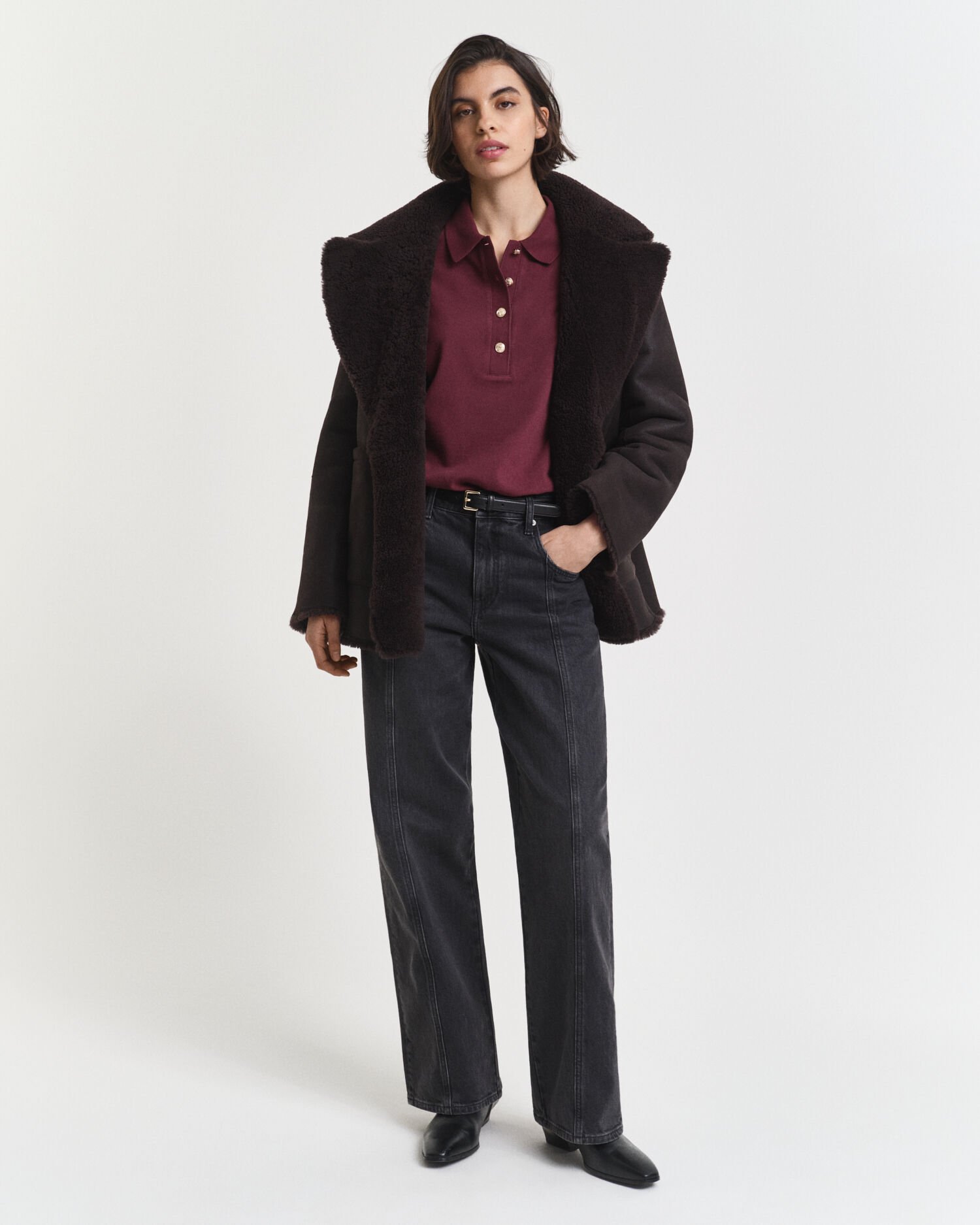 Langærmet piqué poloskjorte