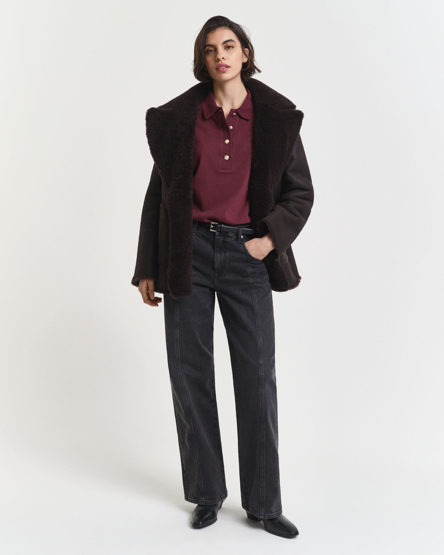 Langærmet piqué poloskjorte