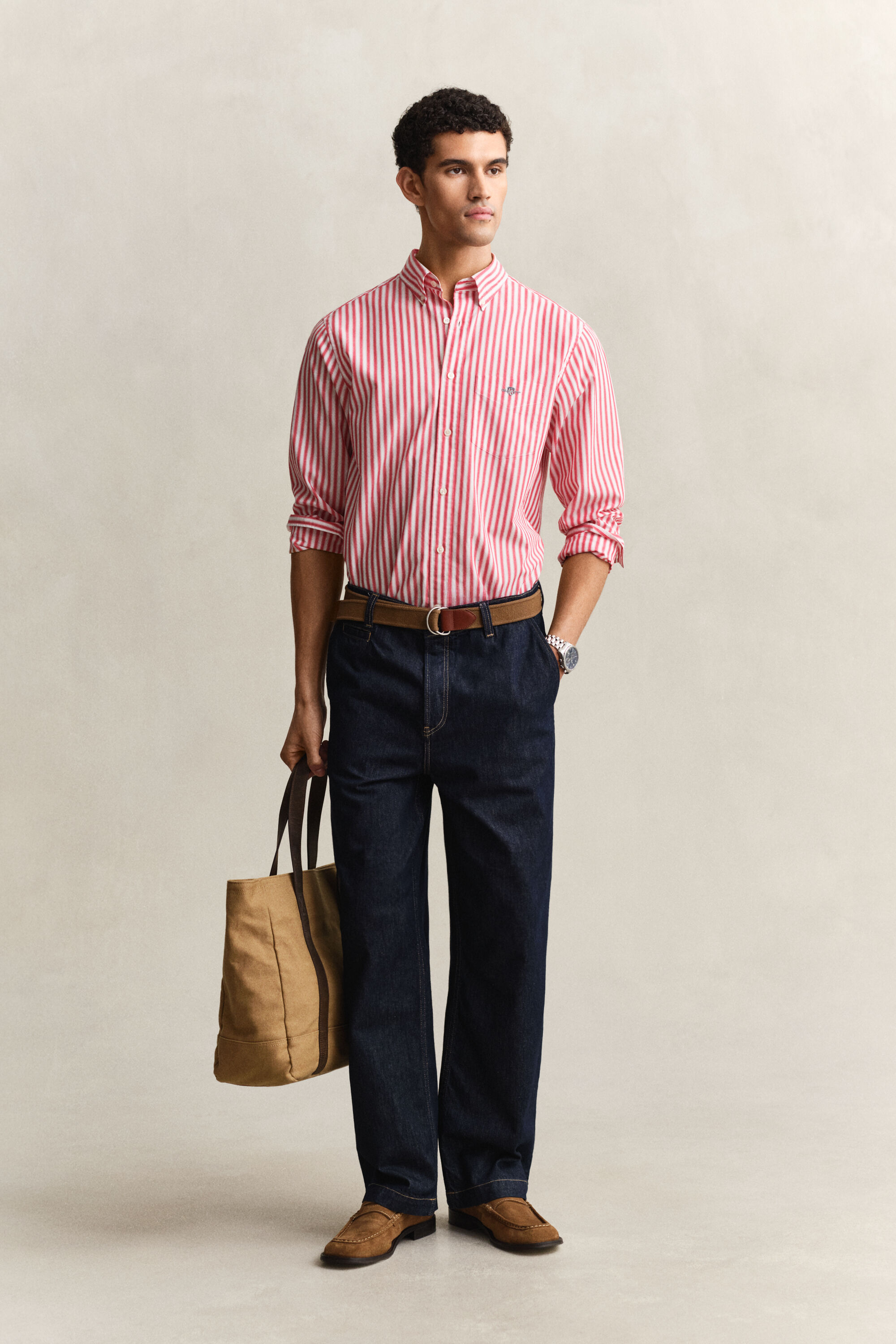 Stribet klassisk poplin-skjorte