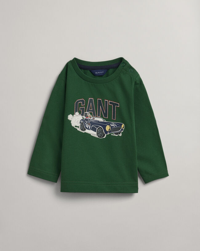 Baby Boy Driving Dog T-shirt med lange &aelig;rmer