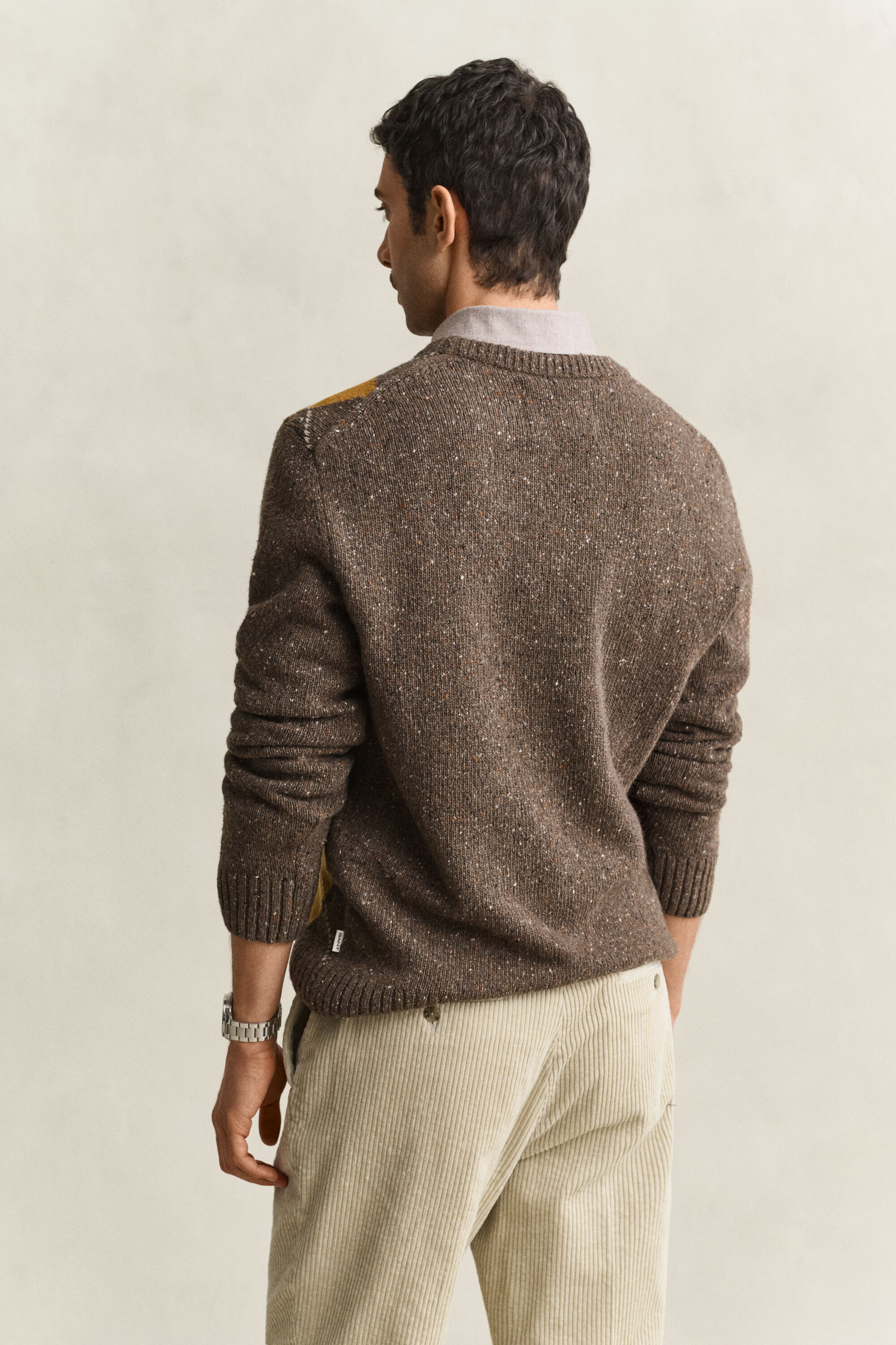 Crewneck sweater med argyle og nister