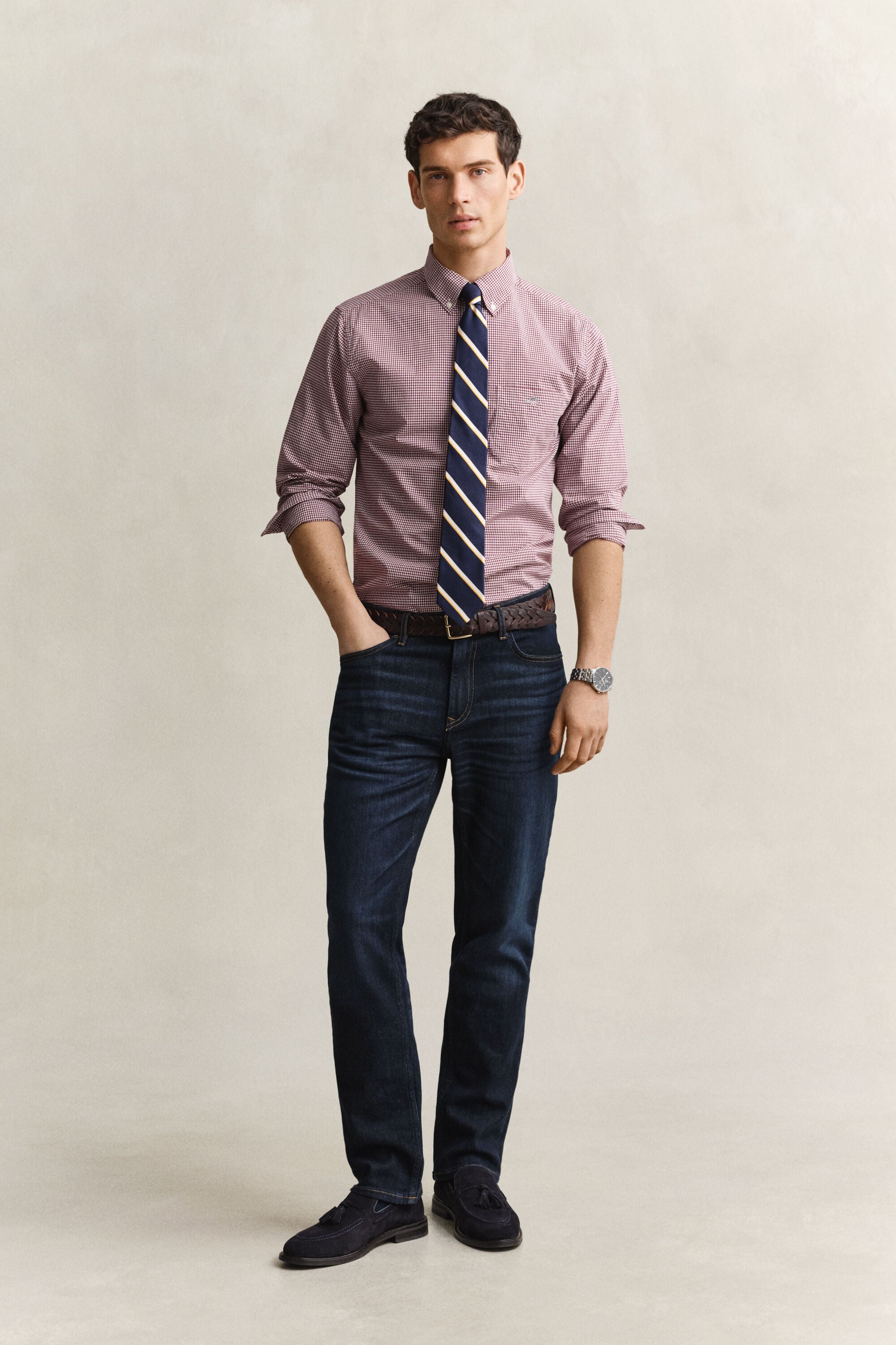 Gingham klassisk poplin-skjorte