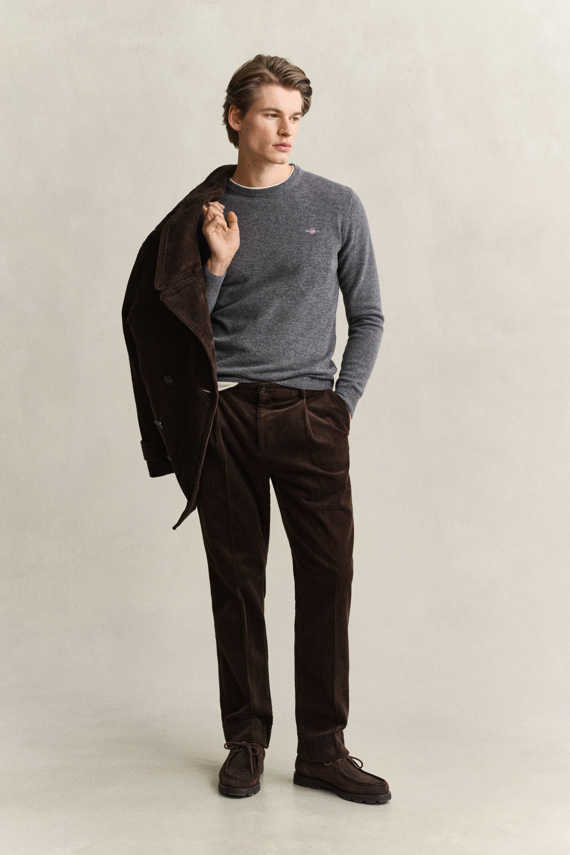 Crewneck sweater i lammeuld