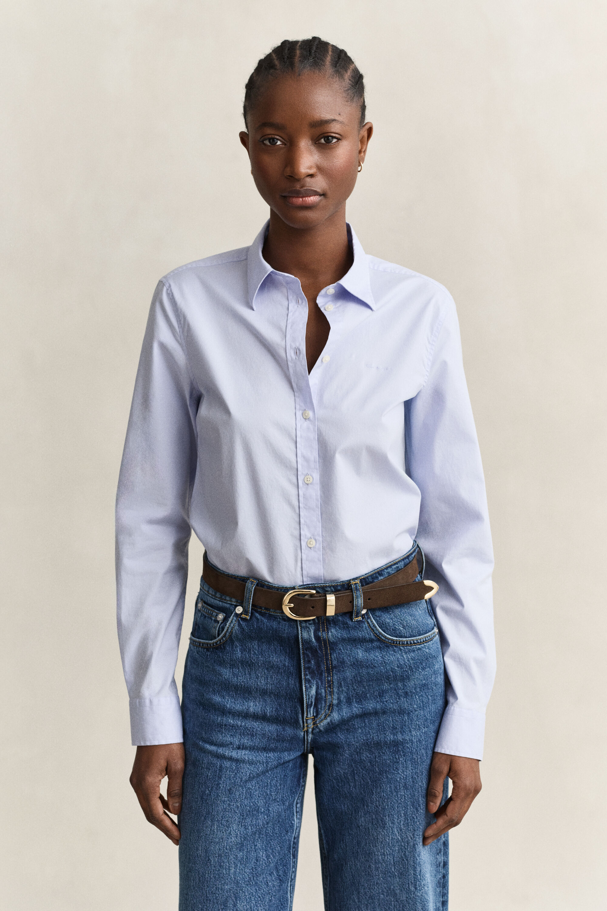 Slim fit poplin skjorte