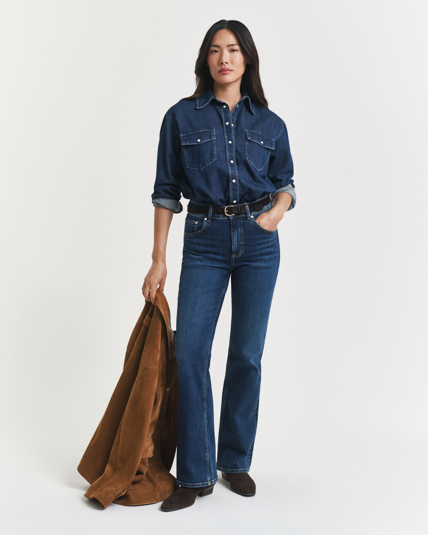 Relaxed fit denim-skjorte med lommer