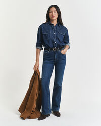 Relaxed fit denim-skjorte med lommer