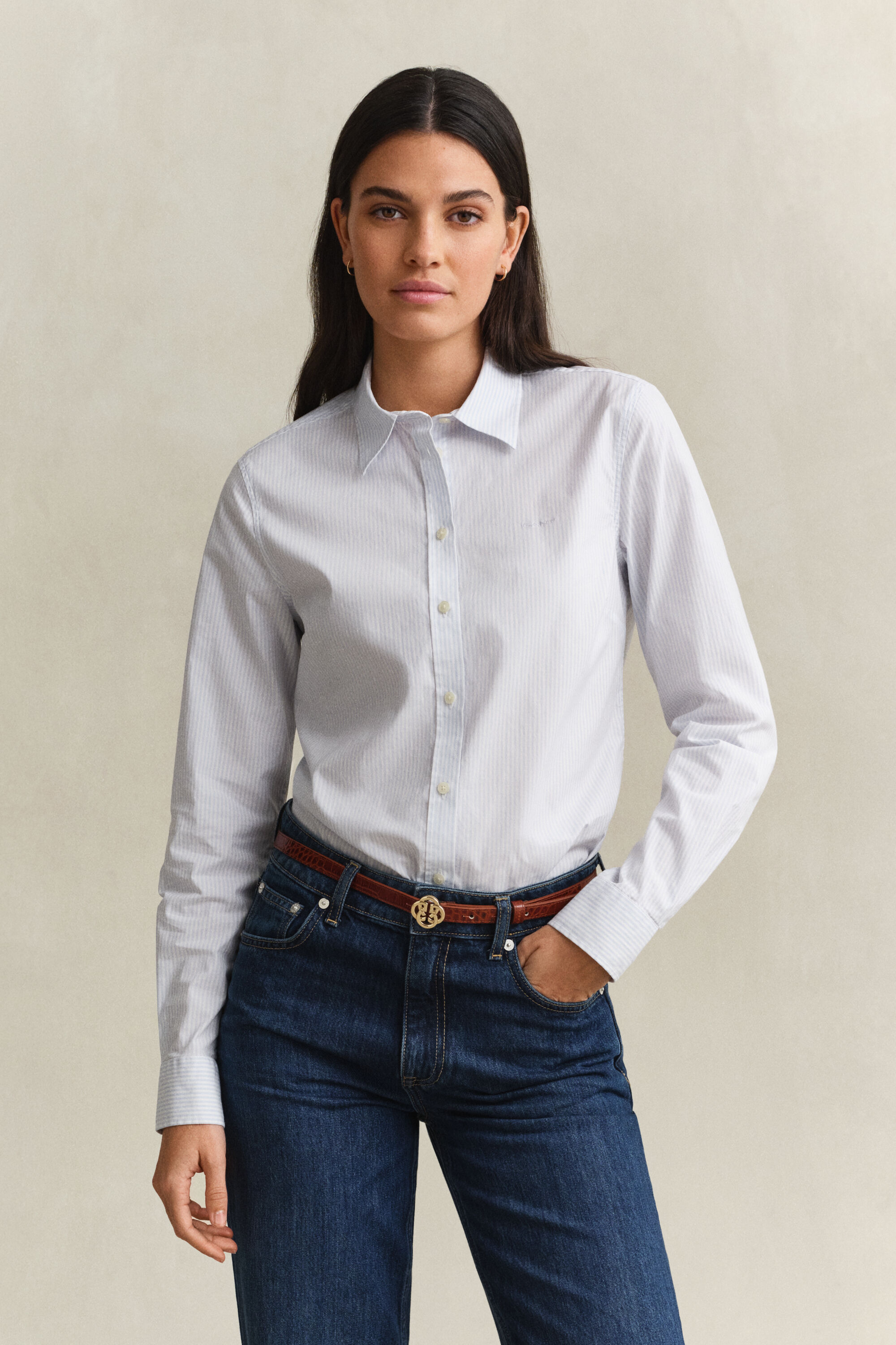 Stribet poplin-skjorte