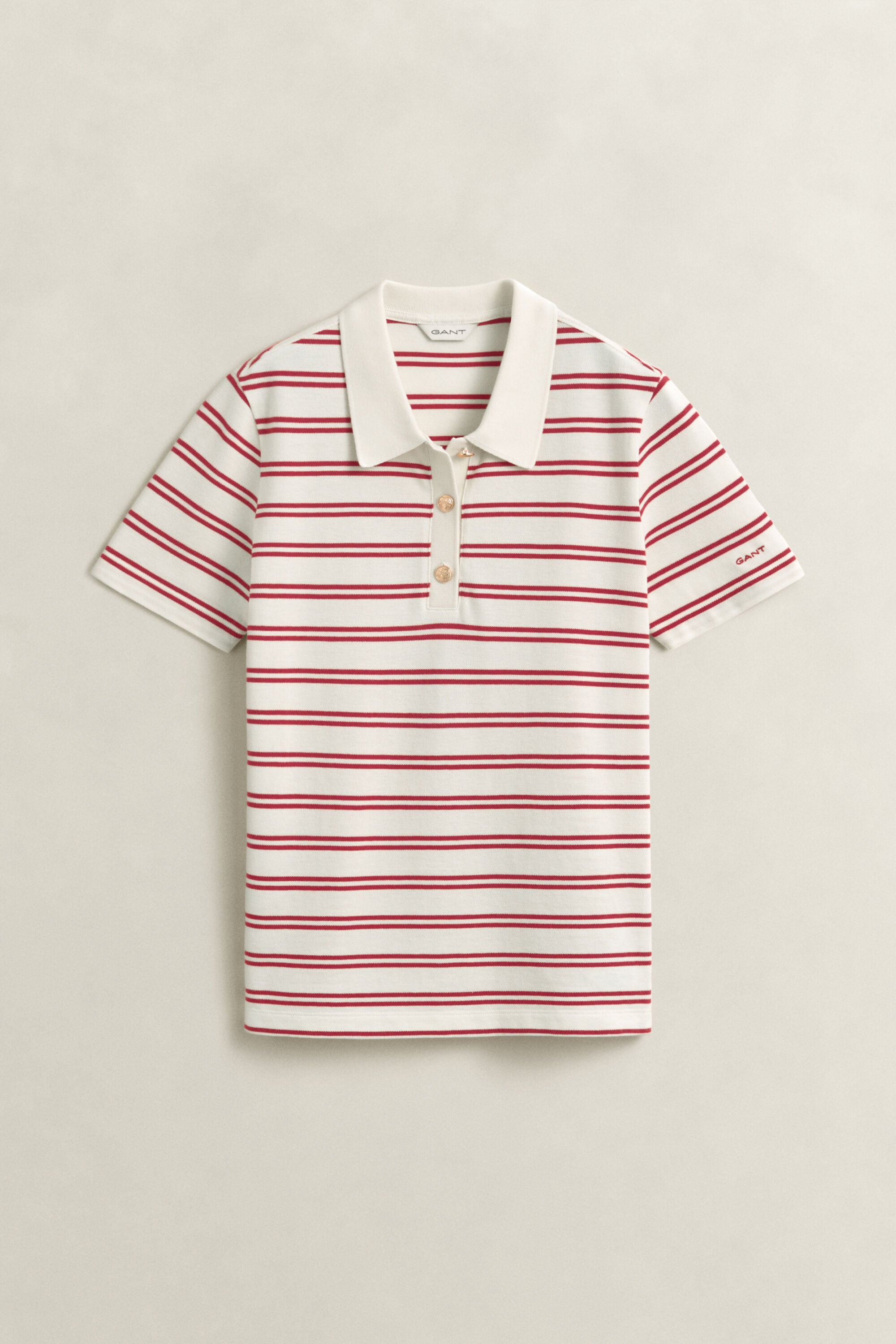 Stribet piqué polo-top