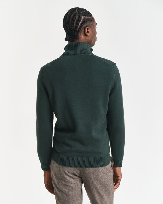 Afslappet sweater i bomuld med halv lynlås