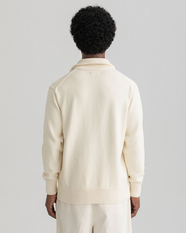 Retro Shield sweater med halv lynlås